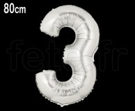 Ballon - Mylar - Argent- Chiffre - H 80cm 3