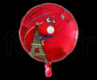 1 Ballon - Mylar - Rond - Licence - Ø 45cm JO_PARIS_2024_Rouge 