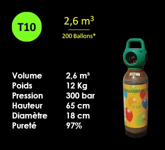Petite bouteille d'Hélium 12 Litres
